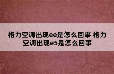 格力空调出现ee是怎么回事 格力空调出现e5是怎么回事